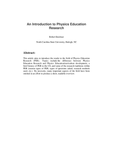 An Introduction to Physics Education Research - PER