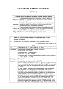 catalogue of remaining differences