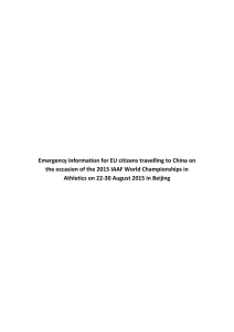 Emergency information for EU citizens travelling to China on the