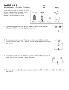 CASTLE Unit 6 Worksheet 4 – Circuits Problems