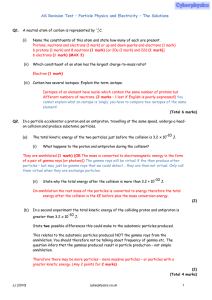 AS Revision Test – Particle Physics and Electricity