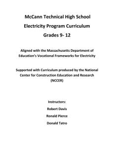 McCann Technical High School Electricity Program Curriculum