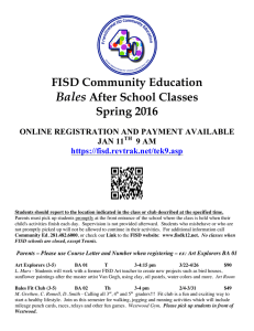 FISD Community Education Bales After School Classes Spring 2016