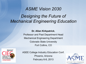 ASME Vision 2030 Designing the Future of Mechanical Engineering