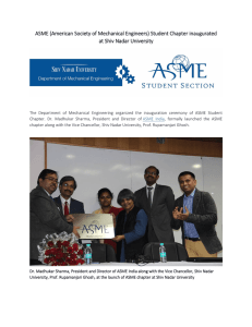 ASME (American Society of Mechanical Engineers) Student Chapter