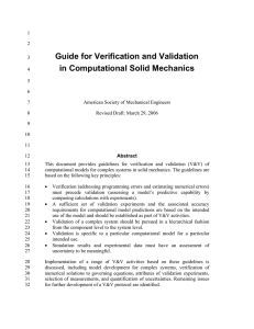 Guide for Verification and Validation in Computational Solid