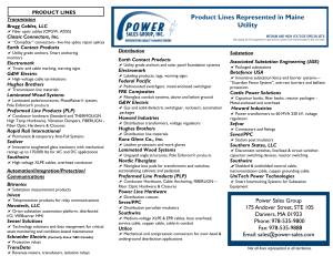 Product Lines Represented in Maine Utility
