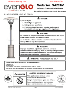 evenGLO GA201 Patio Heaters Manual - Alfresco