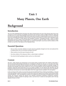 Unit 1 Many Planets, One Earth Background