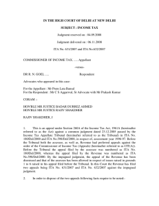 INCOME TAX Judgment reserved on : 04.09.2008 Judgment