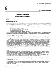 DO`s and DON`Ts 269/269 PLUS RELAY