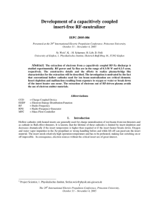 developement of a capacitively coupled insert free rf