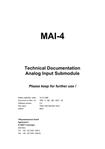 Technical Documentation Analog Input Submodule