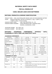 Casil Batteries MSDS Sheet