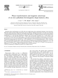 Phase transformation and magnetic anisotropy of an iron–palladium