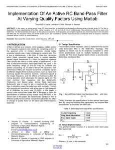 Implementation Of An Active RC Band-Pass Filter At Varying Quality