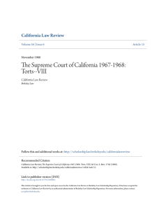 The Supreme Court of California 1967-1968: Torts--VIII