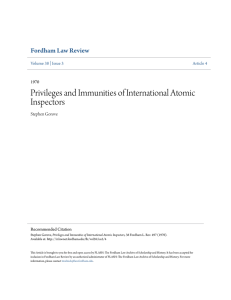 Privileges and Immunities of International Atomic Inspectors