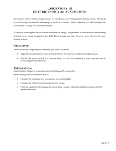 LABORATORY III ELECTRIC ENERGY AND CAPACITORS