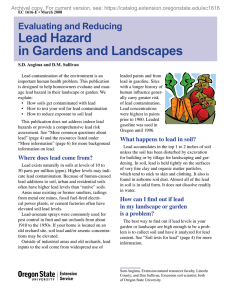 Evaluating and Reducing Lead Hazard in Gardens and Landscapes