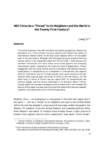 Will China be a “Threat” to Its Neighbors and the World in the Twenty
