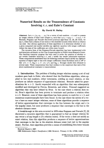 Numerical Results on the Transcendence of Constants Involving ir, e