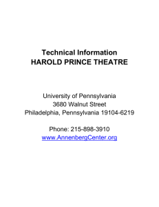 Harold Prince Theatre Technical Specifications