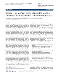 Special Issue on Ładvanced distributed wireless communication