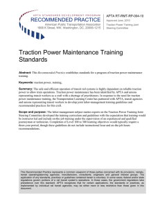 Traction Power Maintenance Training Standards