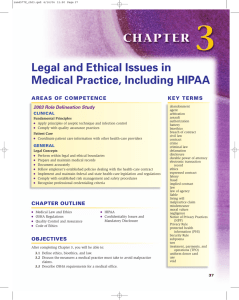 Legal and Ethical Issues in Medical Practice, Including HIPAA