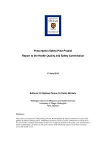 Prescription Safety Pilot Project Report to the Health Quality and