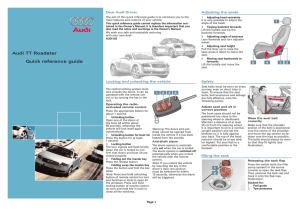 Audi TT Roadster Quick reference guide