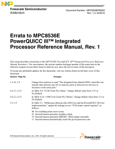 Errata to MPC8536E PowerQUICC III™ Integrated Processor