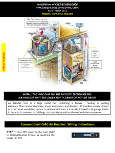 Conventional HVAC Air Handler. Wiring Instructions