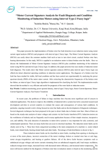 “Motor Current Signature Analysis for Fault Diagnosis and Condition