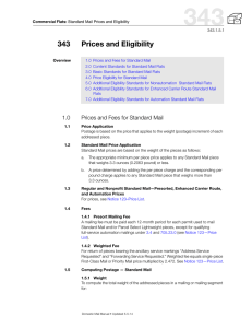 DMM 343 Standard Mail Prices and Eligibility for Commercial Flats