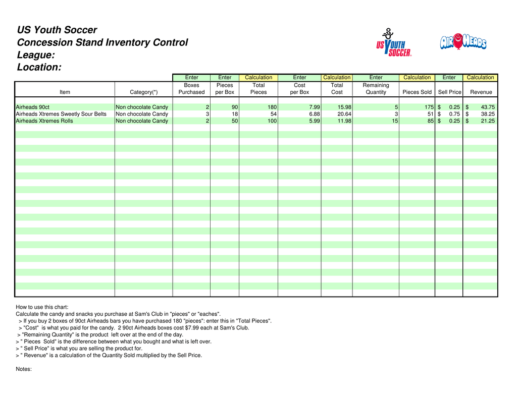 Concession Stand Guide Appendix