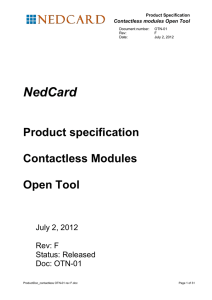 NedCard Contactless modules Open Tool Specification