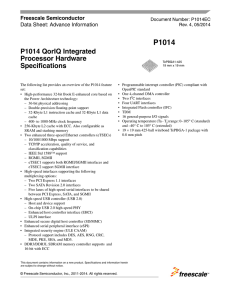 P1014 QorIQ Integrated Processor Hardware Specifications