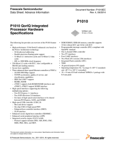 P1010 QorIQ Integrated Processor Hardware Specifications