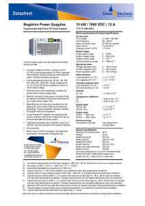 Regatron Power Supplies 10 kW / 1000 VDC / 13 A - Schulz