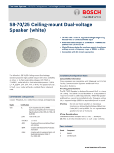 S8‑70/25 Ceiling‑mount Dual‑voltage Speaker (white)