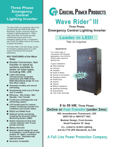 Wave Rider III Three Phase, Emergency Central Lighting Inverter