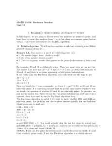 Relatively prime numbers and Euler`s function