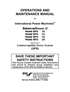 OPERATIONS AND MAINTENANCE MANUAL