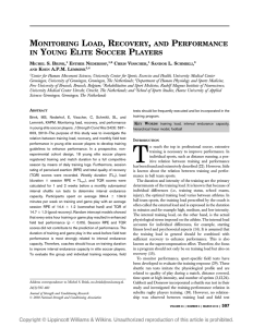 monitoring load, recovery, and performance in young elite soccer