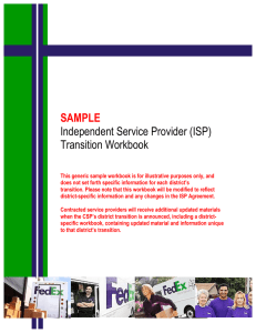 SAMPLE Independent Service Provider (ISP) Transition Workbook