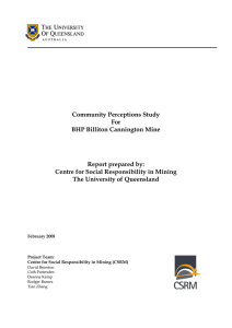 Community Perceptions Study For BHP Billiton Cannington Mine