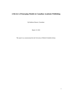 A Review of Emerging Models in Canadian Academic Publishing