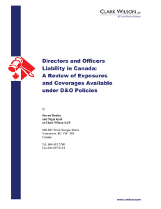 Directors and Officers Liability in Canada: A